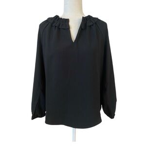 J. Crew Womens NWT Black Drapery Ruffle Blouse